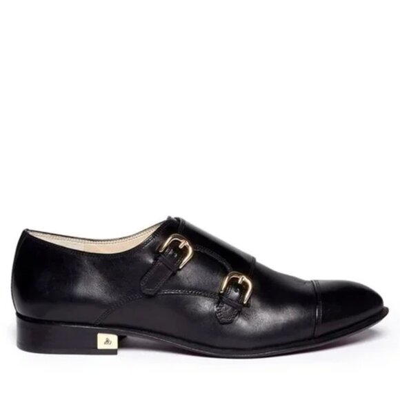 Sam Edelman | Black Balfour Leather Monk Strap Shoes 8 - Picture 1 of 6